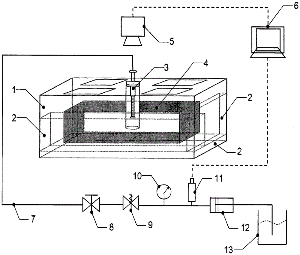 Visible experimental method and device for hydraulic fracturing fracture propagation of oil and gas wells