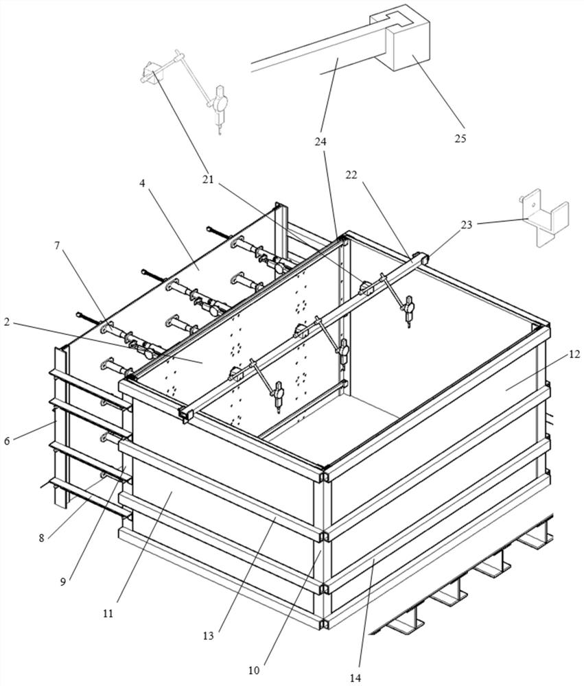 Excavation-controllable foundation pit model test device and method