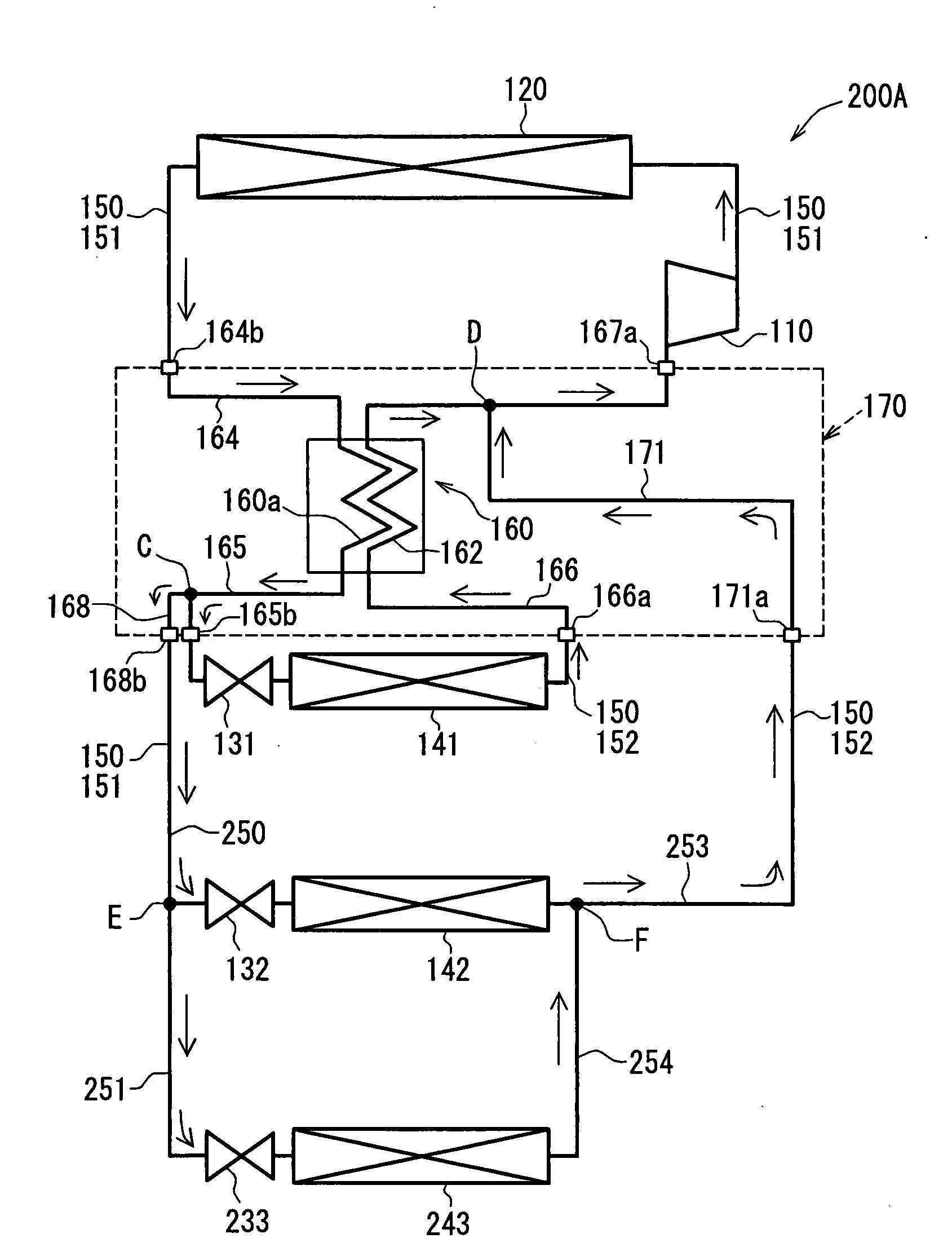 Piping structure with inner heat exchanger and refrigeration cycle device having the same