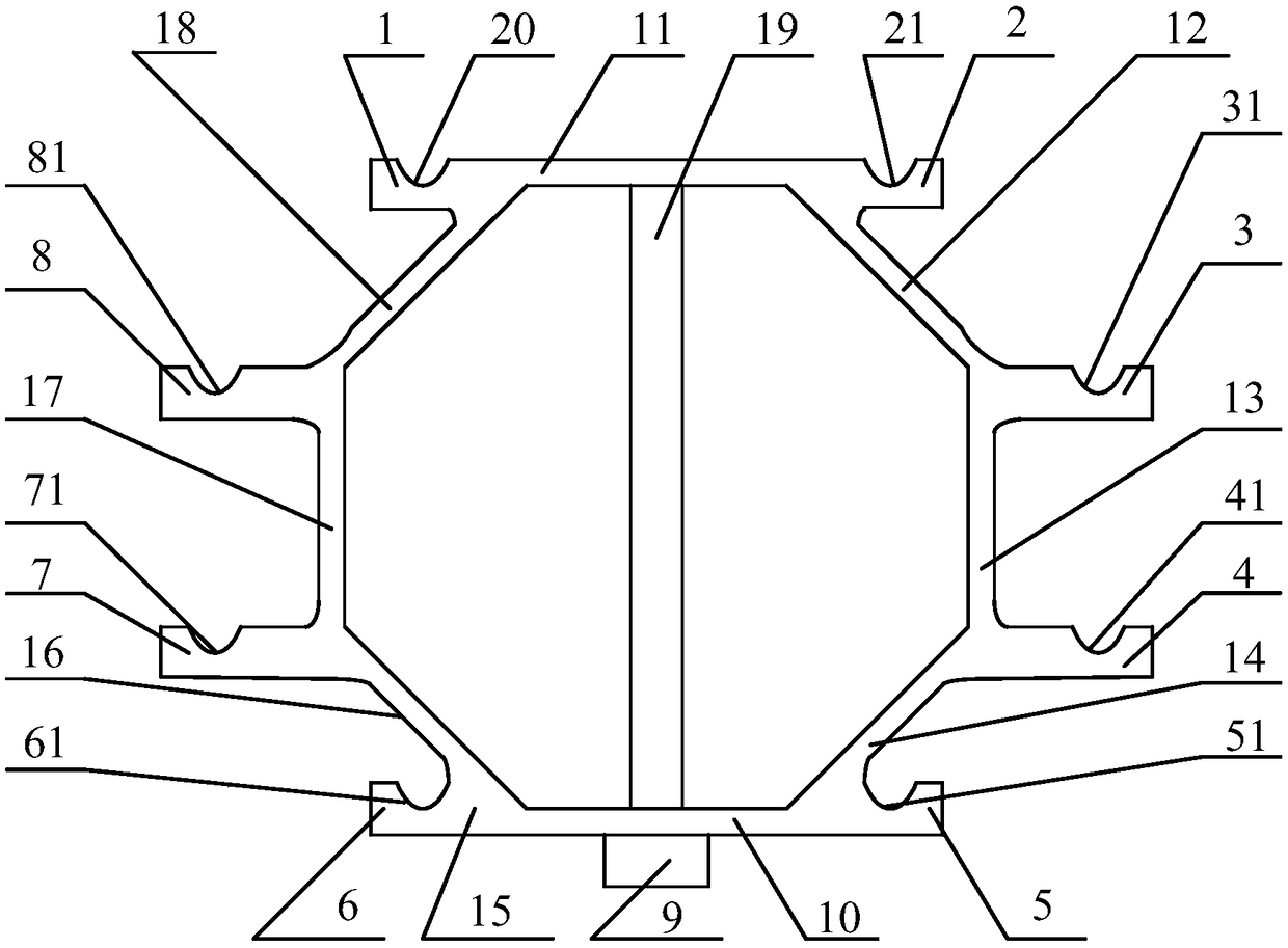 A lead support frame for mechanical vibration de-icing of an eight-split lead