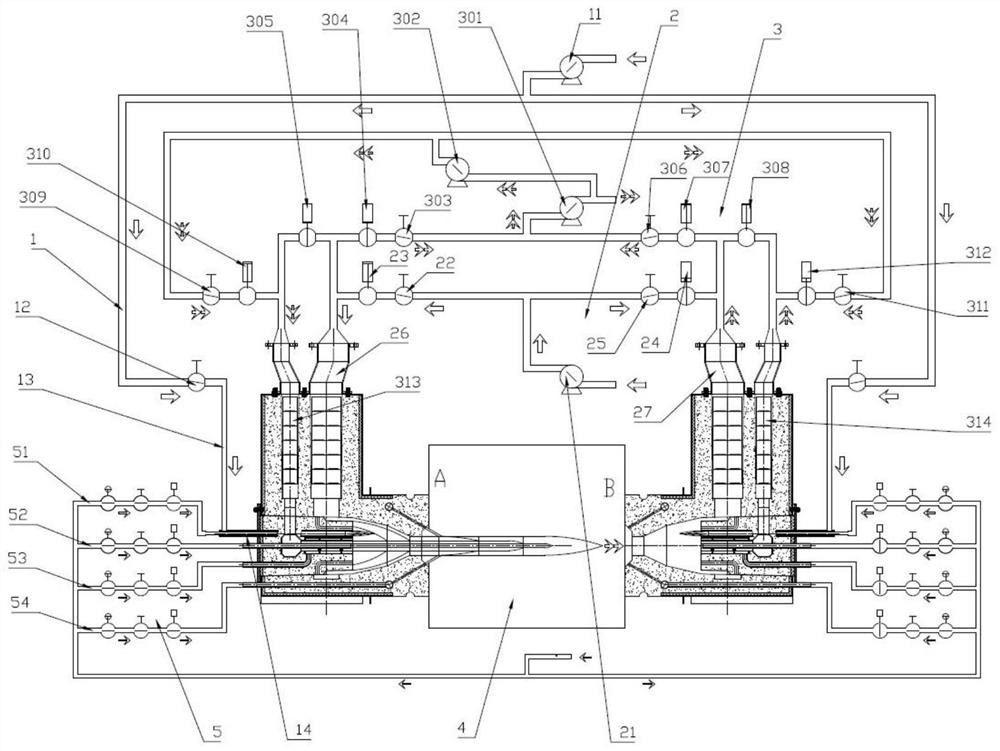 A low-nitrogen combustion system for a regenerative heating furnace and its working method