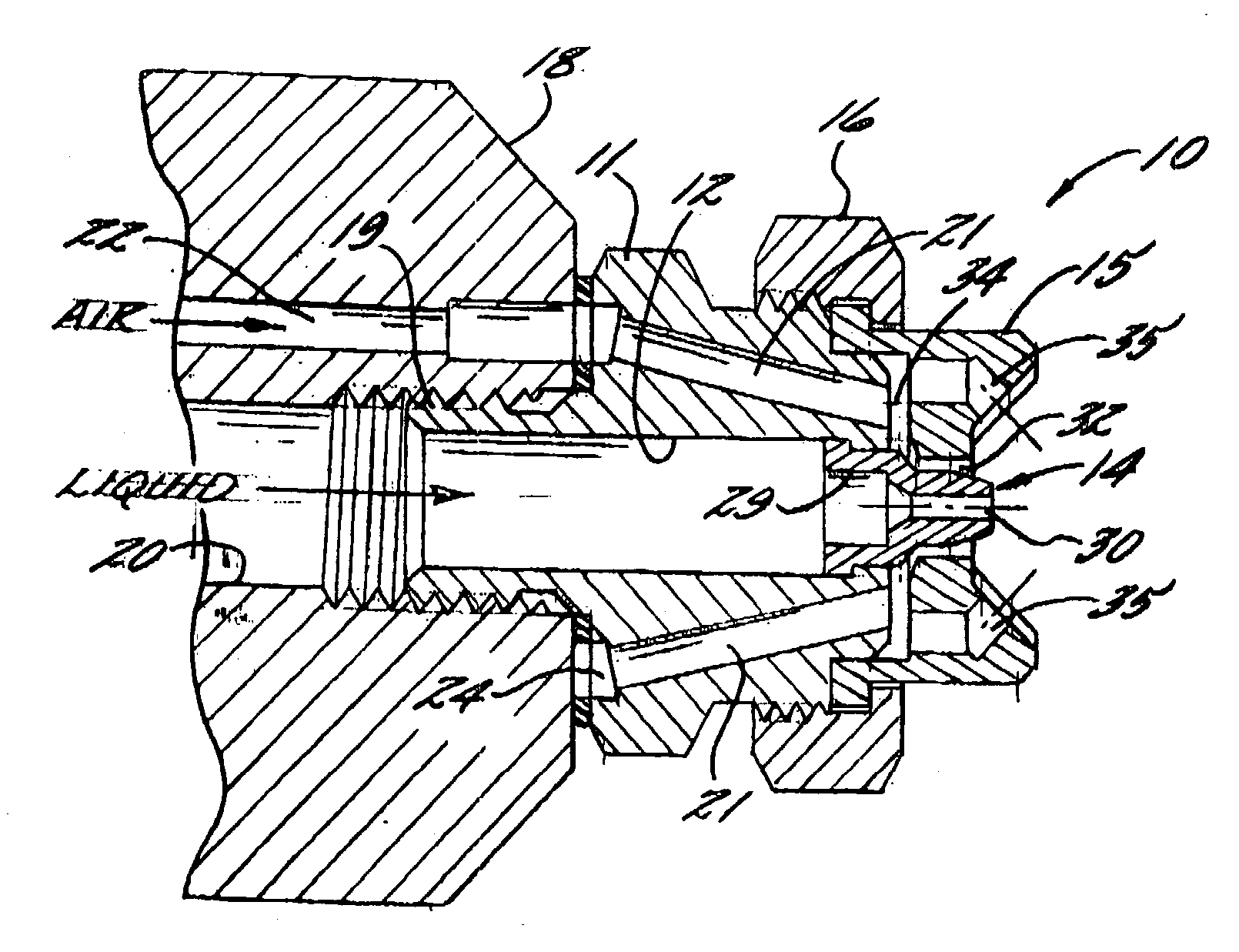 Air assisted spray nozzle assembly for spraying viscous liquids