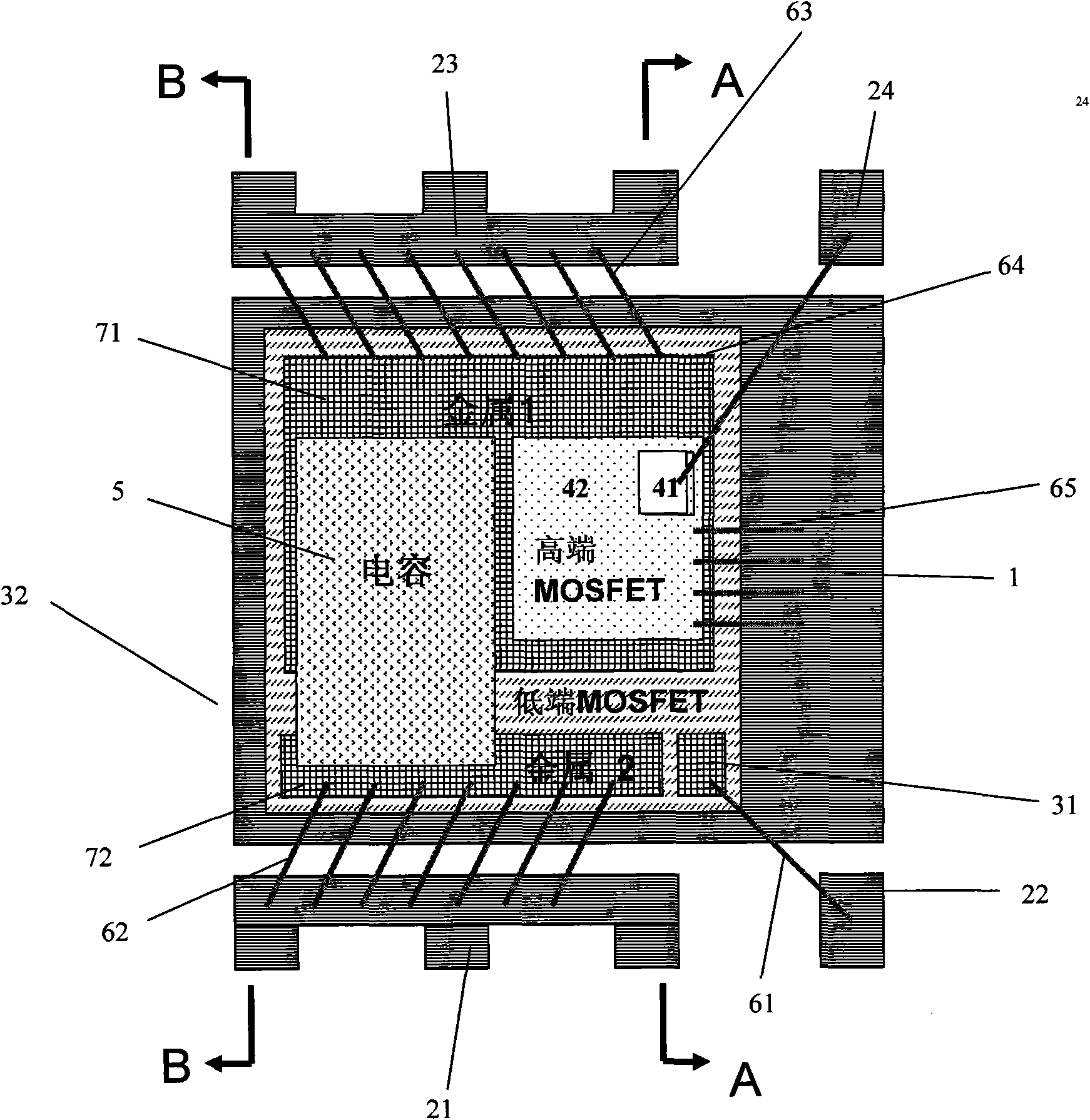 Semiconductor packing structure applied to power switcher circuit