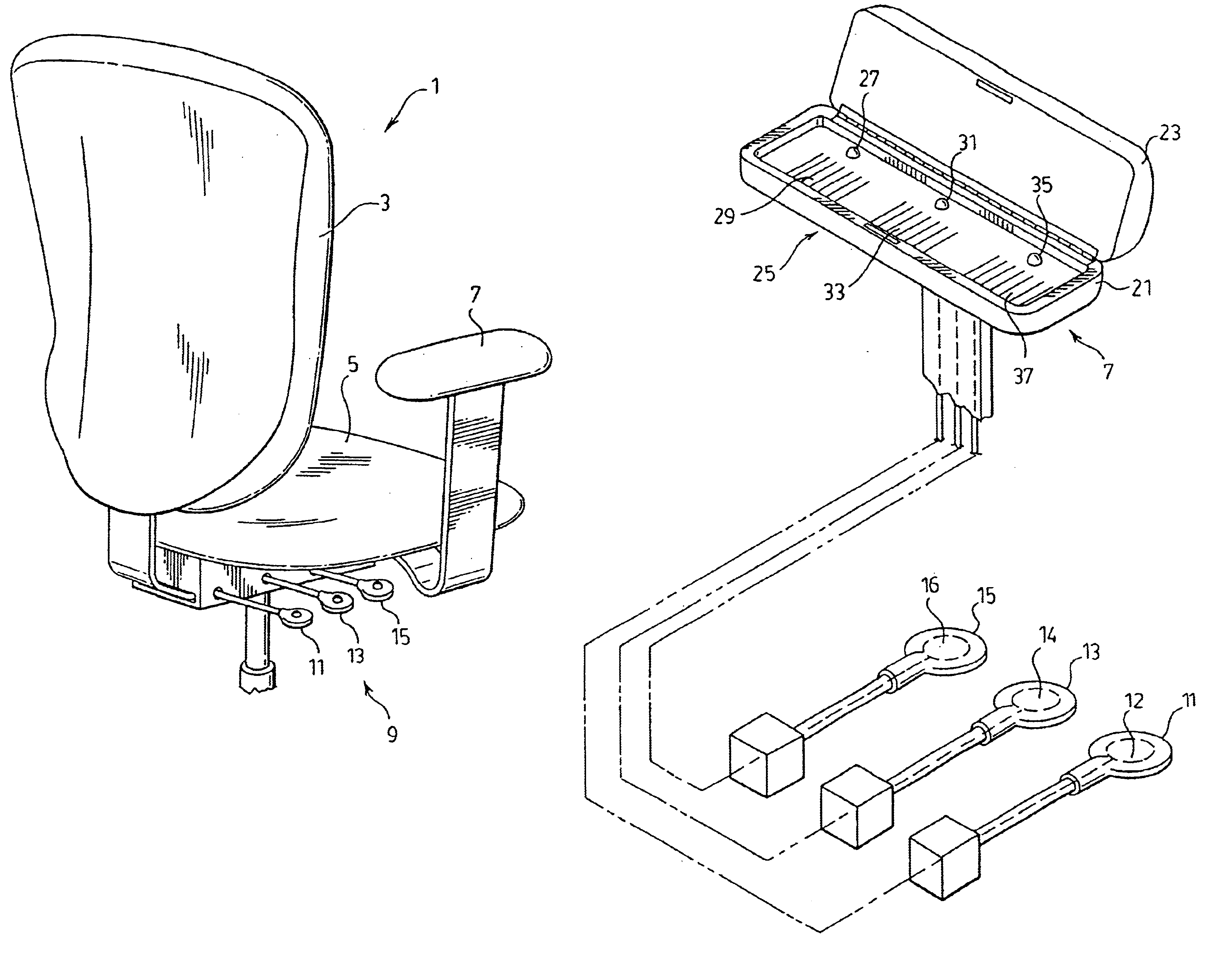 Chair with switch controls for chair control directory