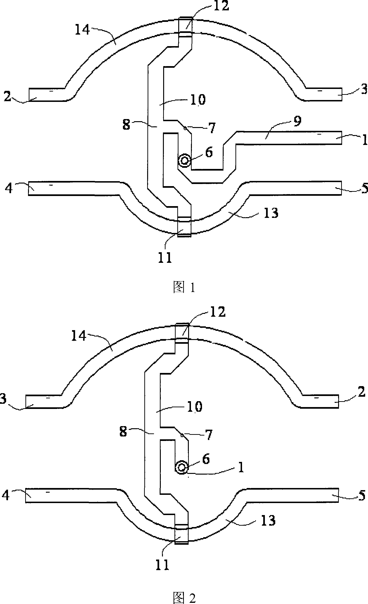 Two-side symmetrical arc arm phase shifter of electricity-regulating antenna