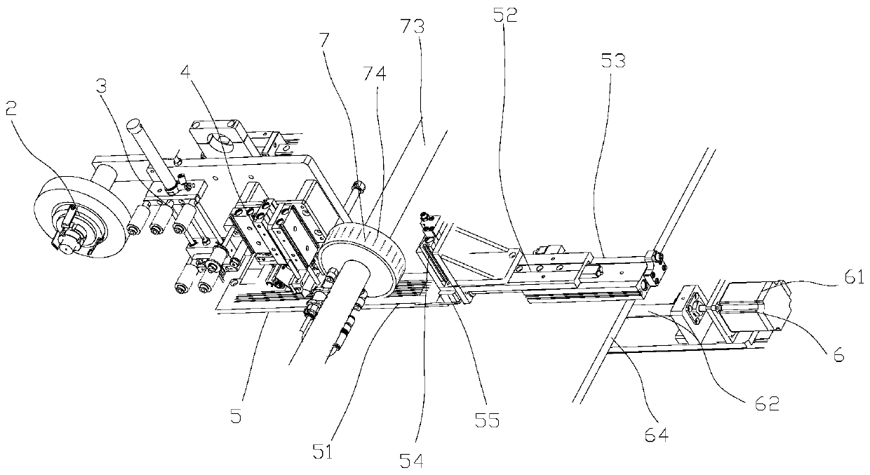 Online adhesive mounting mechanism for foil in tape conveying direction