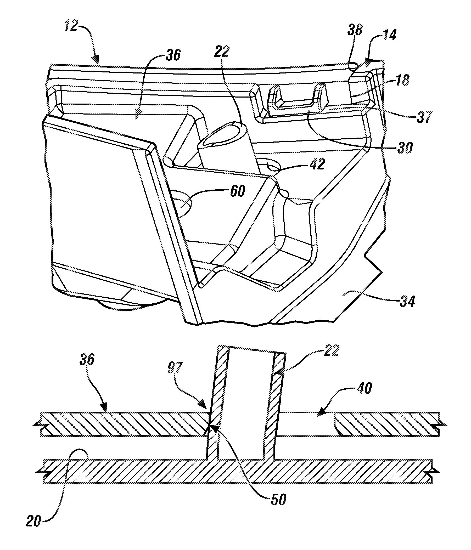 Elastic retaining arrangement for jointed components and method of reducing a gap between jointed components