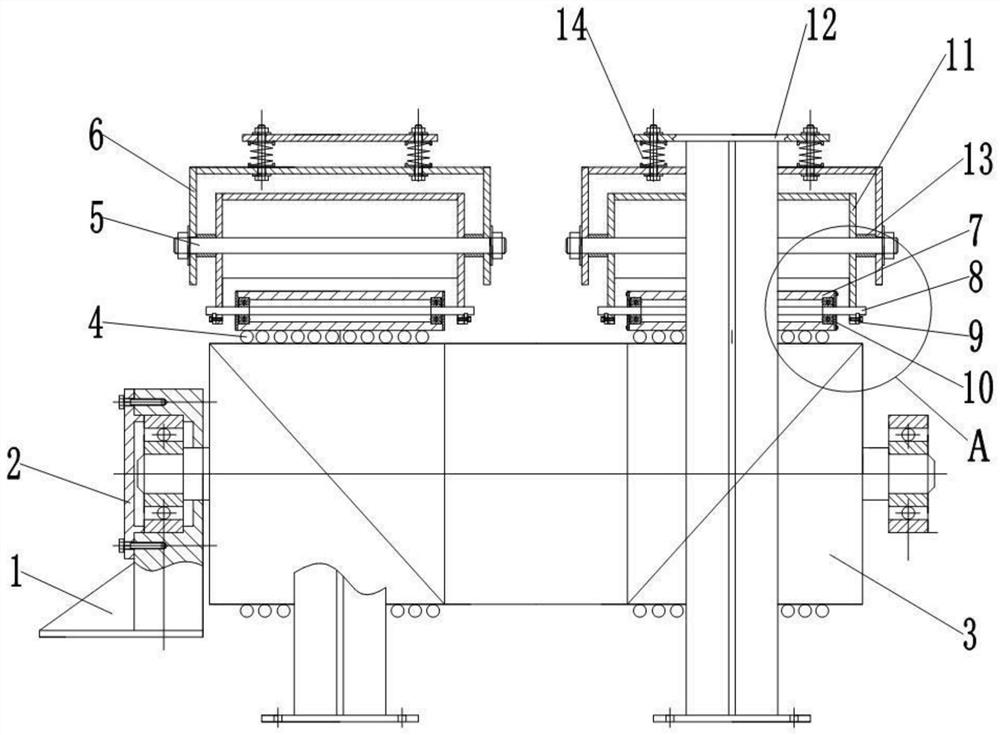 Traveling crane winding drum device