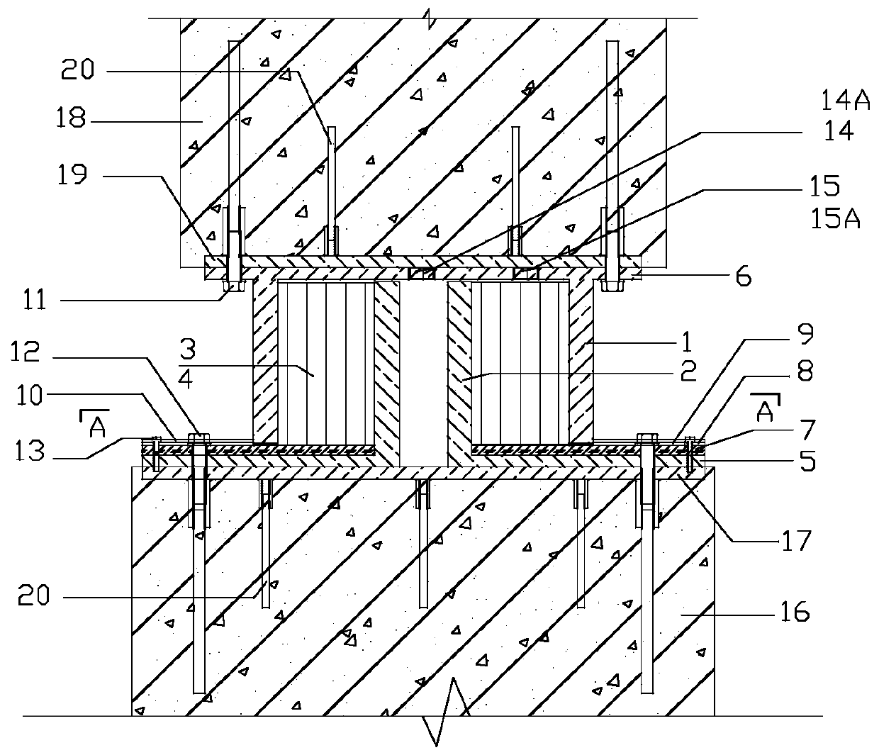 A support device for shock absorption and isolation of buildings, bridges and structures