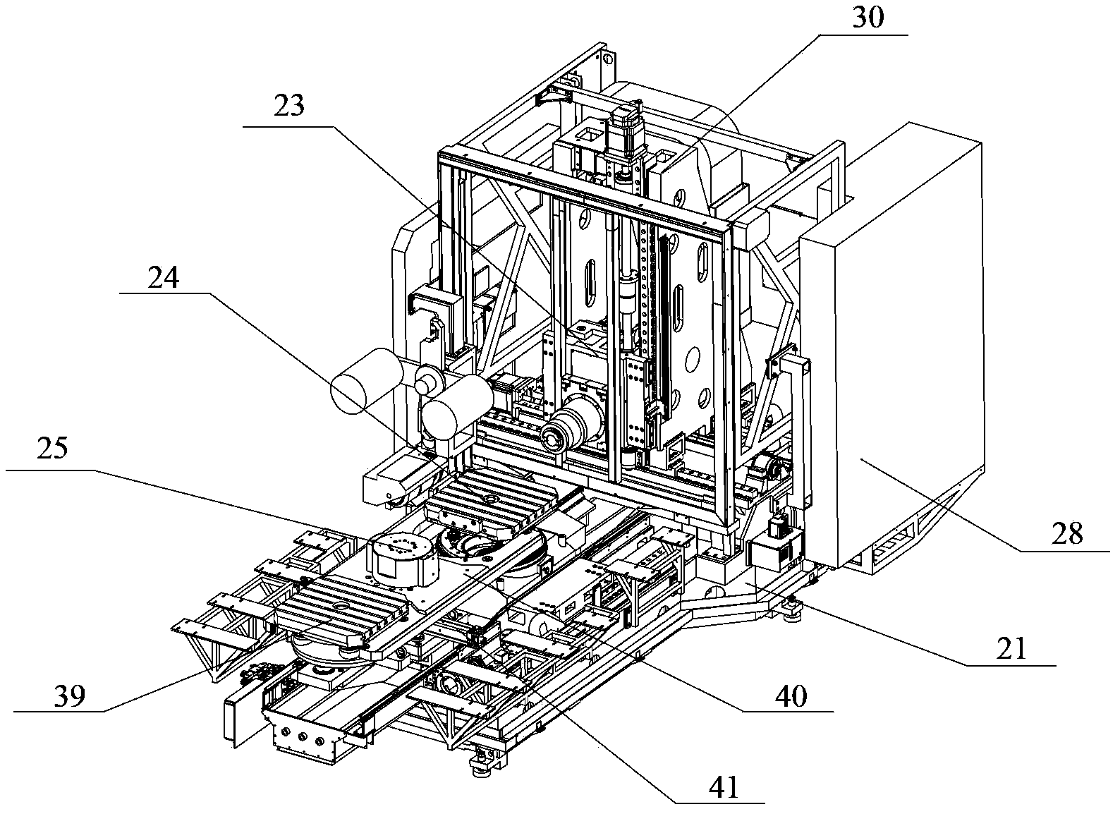 Efficient complete machine structure for horizontal machining center and manufacturing method thereof