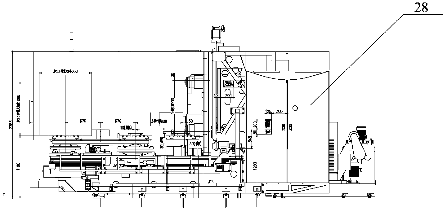 Efficient complete machine structure for horizontal machining center and manufacturing method thereof