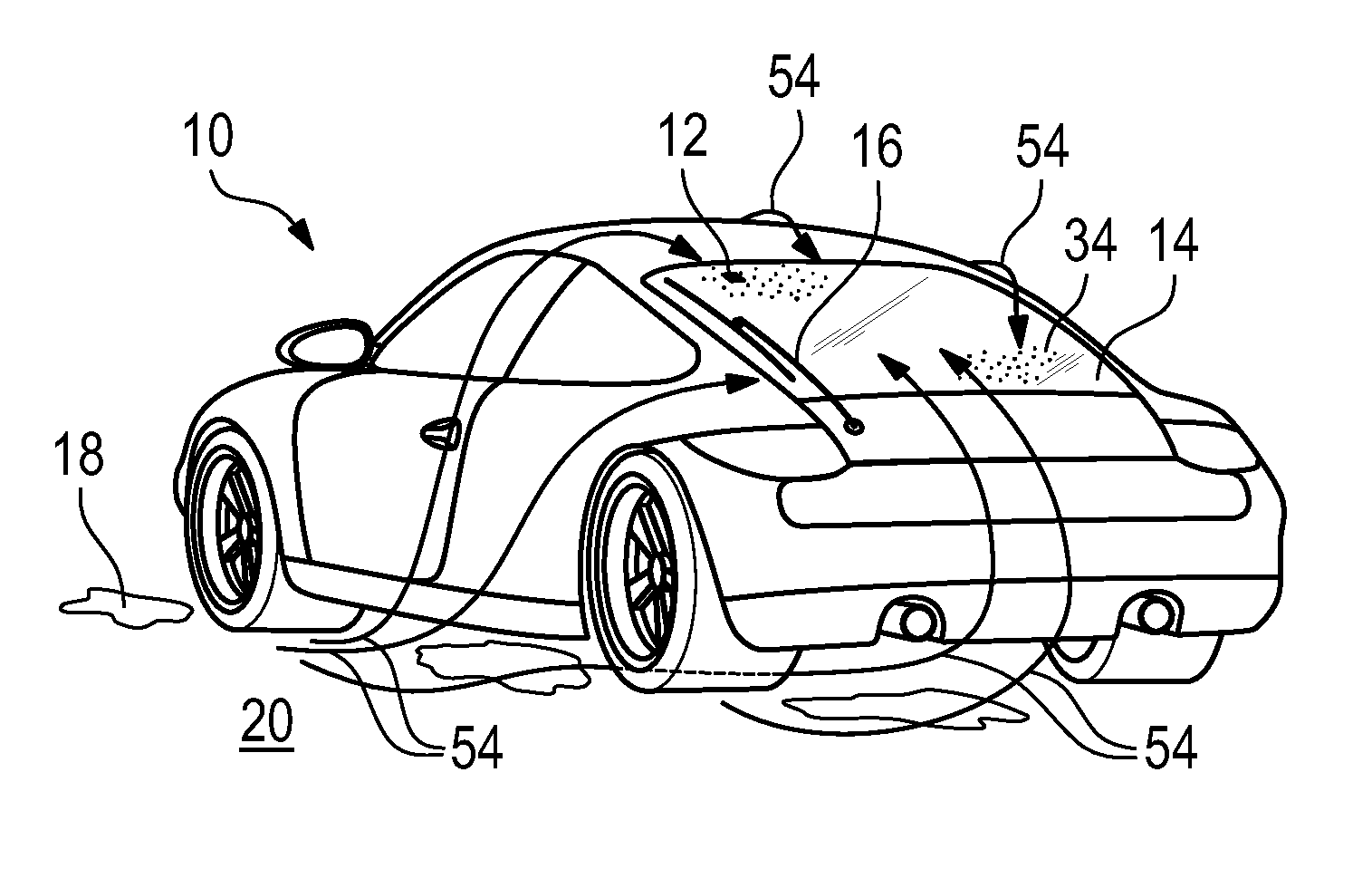 Device and method for detecting wetness on a roadway