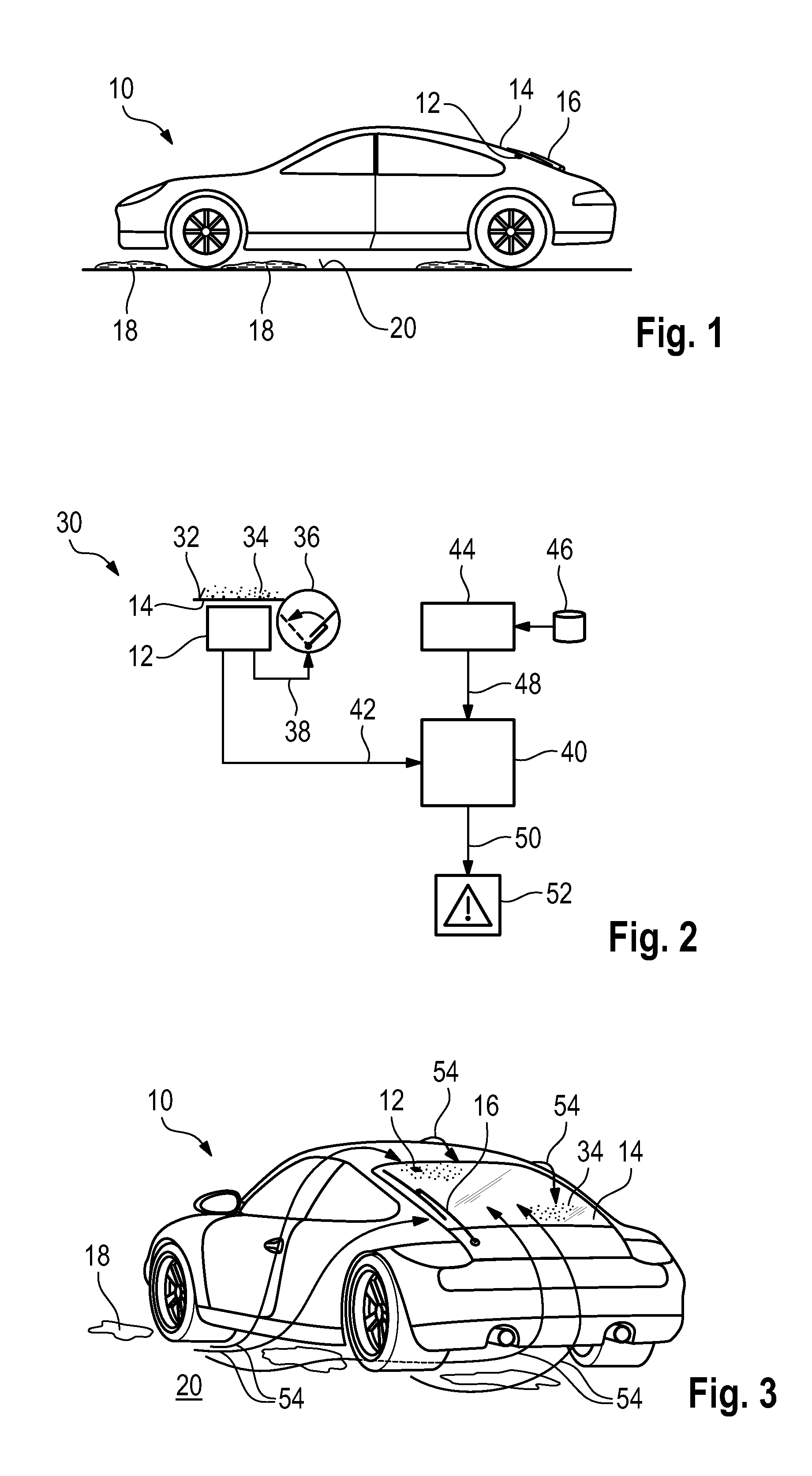 Device and method for detecting wetness on a roadway