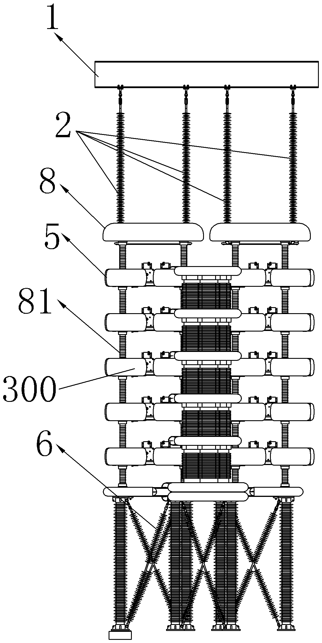 A high-voltage DC circuit breaker valve tower structure