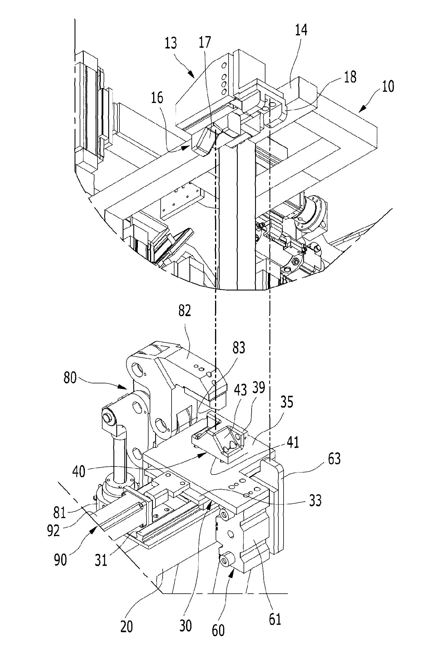 Side positioning device for a system for assembling vehicle body panels