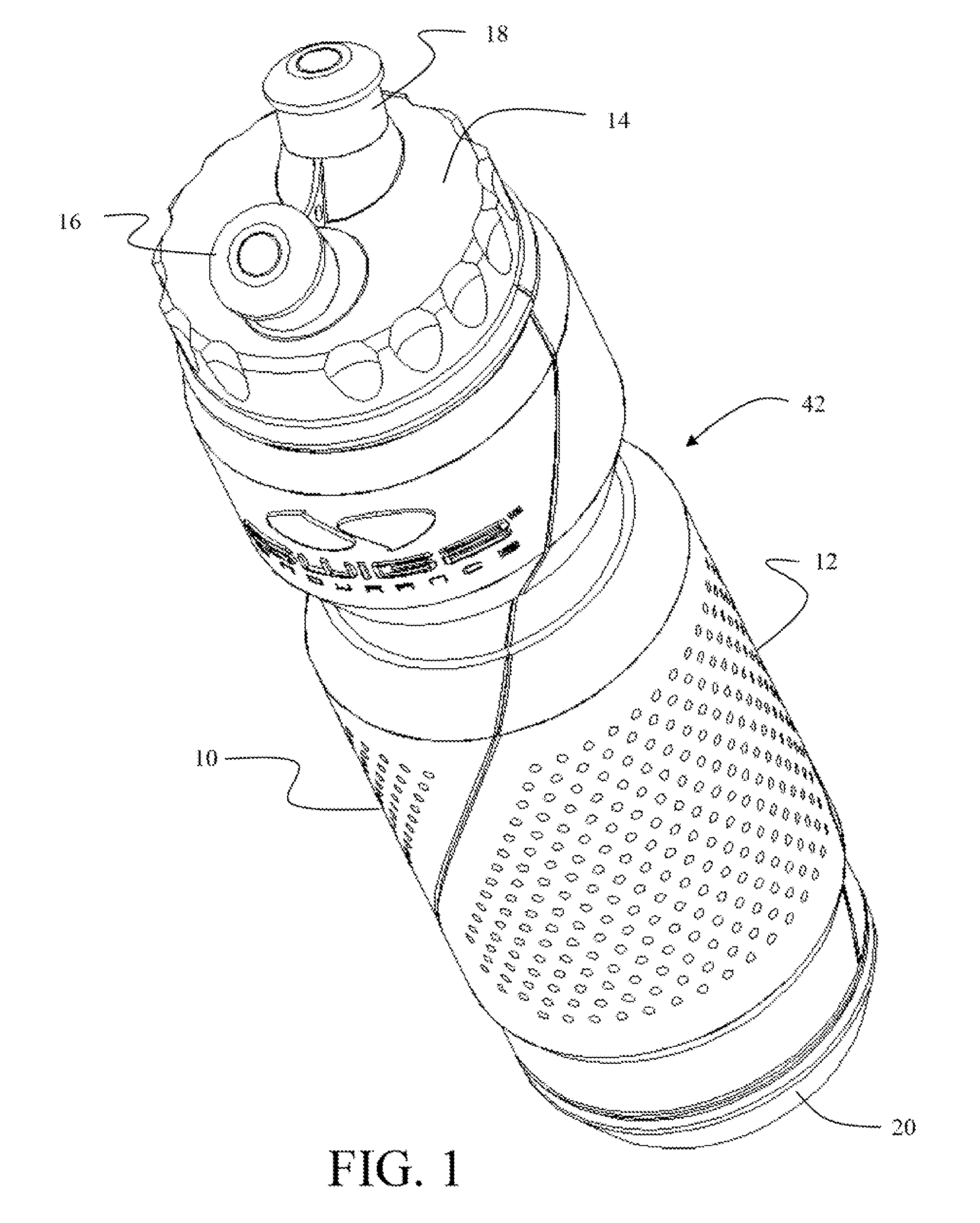 Dual cavity sports bottle with source selecting closure