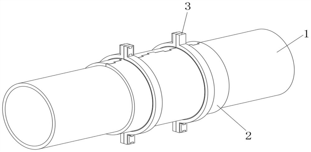 Non-excavation electric power pipe pulling construction hoop type pipeline connecting device in complex environment