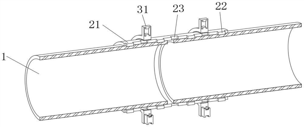 Non-excavation electric power pipe pulling construction hoop type pipeline connecting device in complex environment