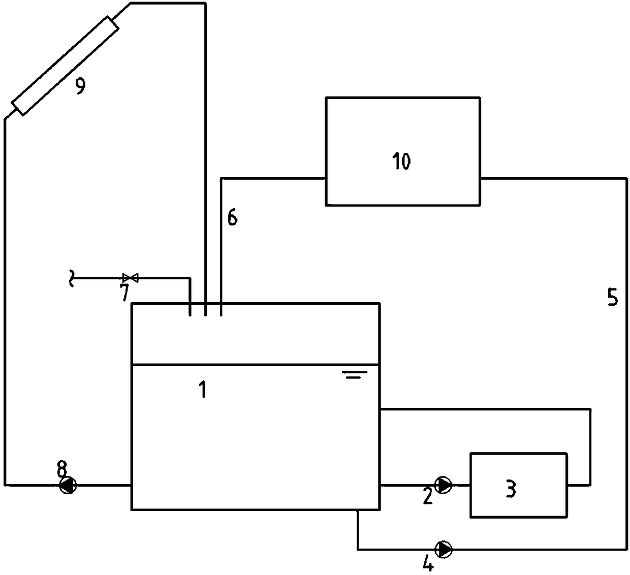 A control method for a double-tank solar water heating system with varying minimum water levels