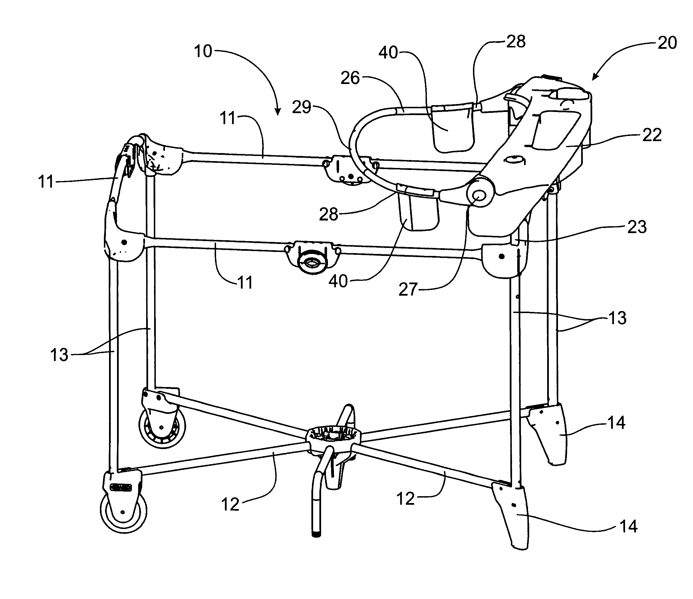 Play yard with height adjustable changing table