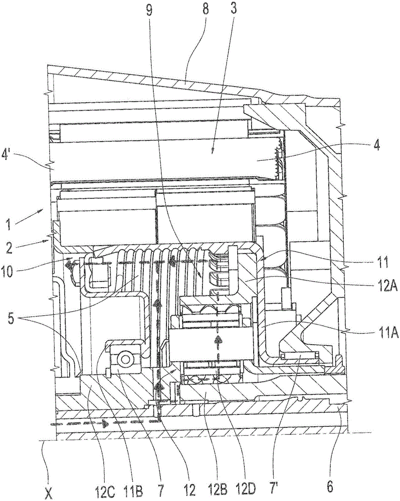 Electric machine comprising a cooled rotor