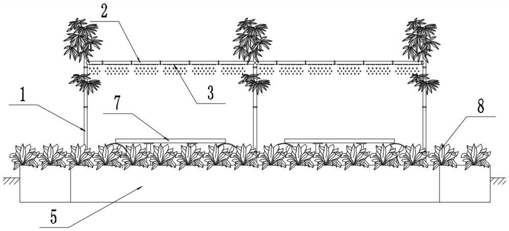 A landscape water curtain structure