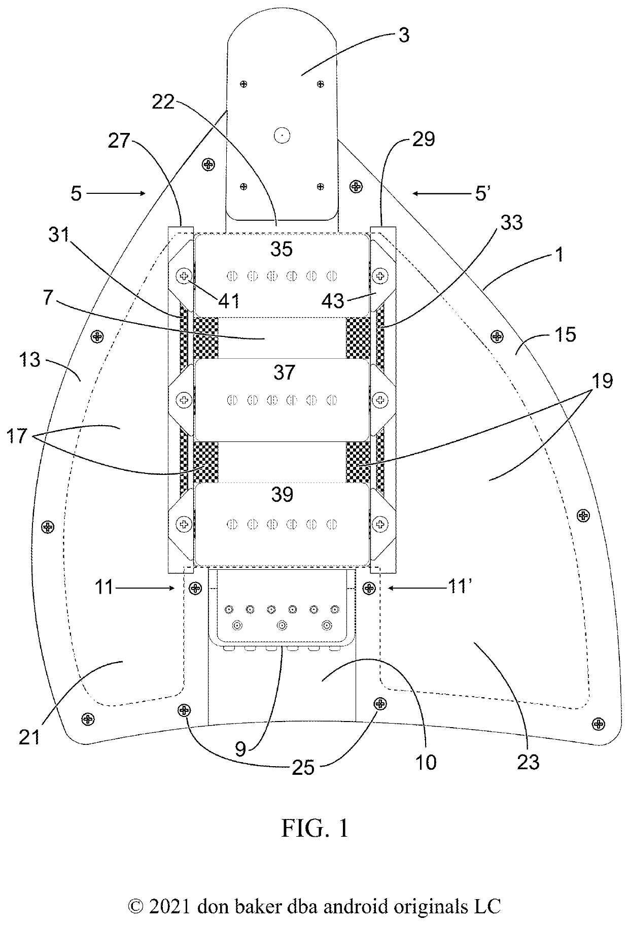 Electric Stringed Instrument Using Movable Pickups and Humbucking Circuits