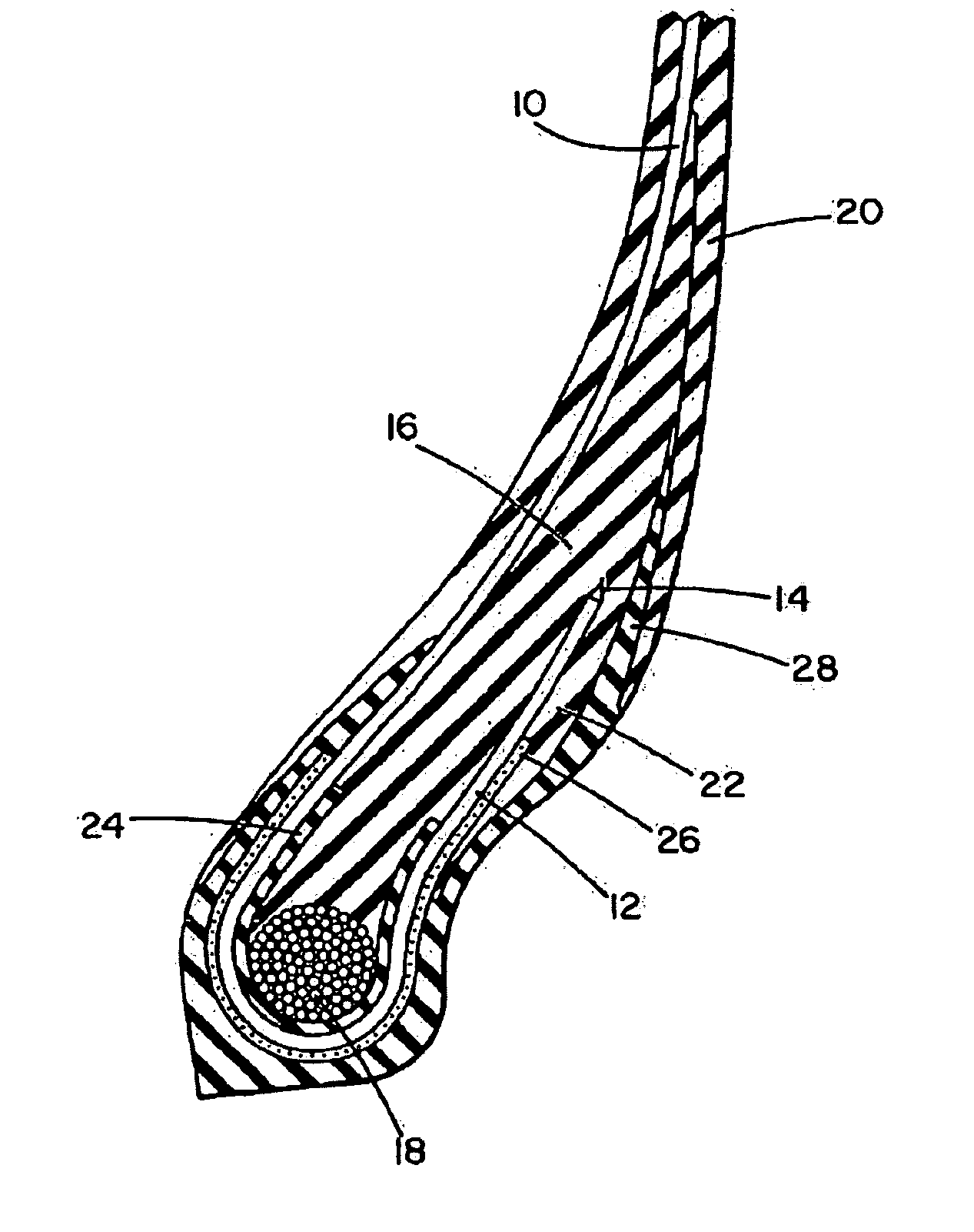 Tire with component containing short fiber