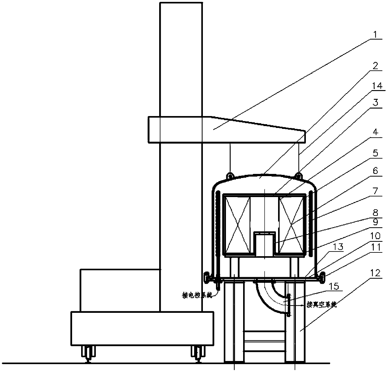 Outer cover type induction vacuum annealing furnace mechanism