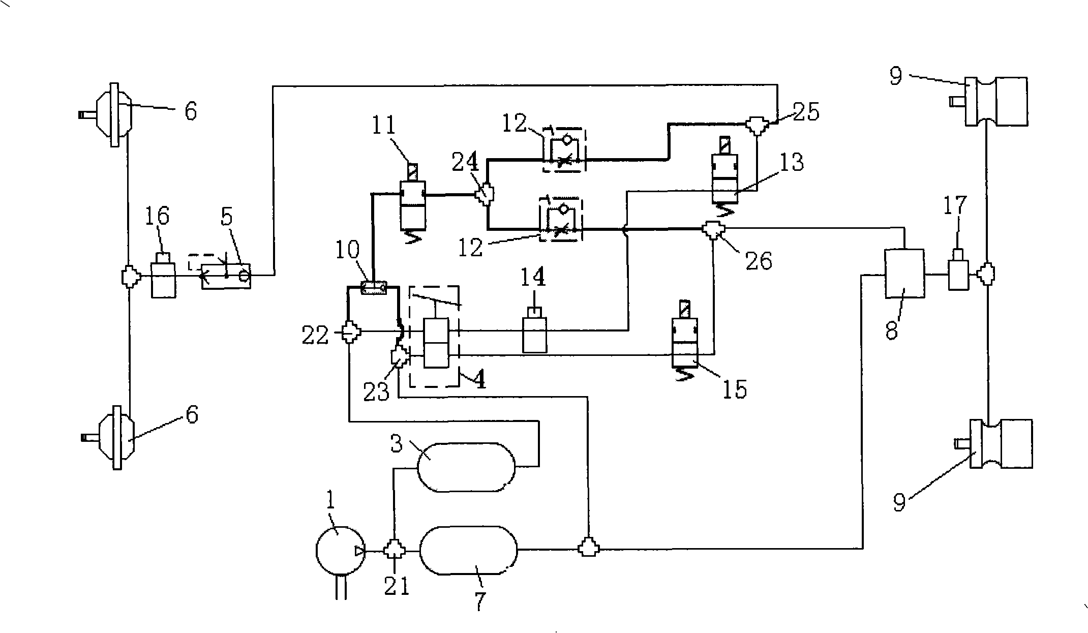 Air-pressure electric-control auxiliary brake device