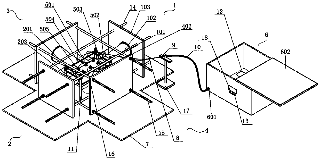 Test device and test method of chloride ion penetration in concrete beam