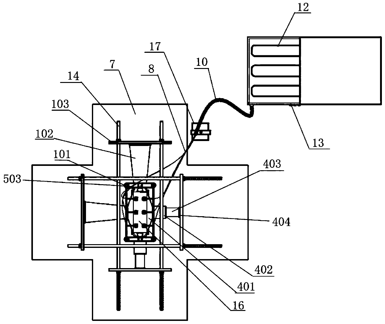 Test device and test method of chloride ion penetration in concrete beam