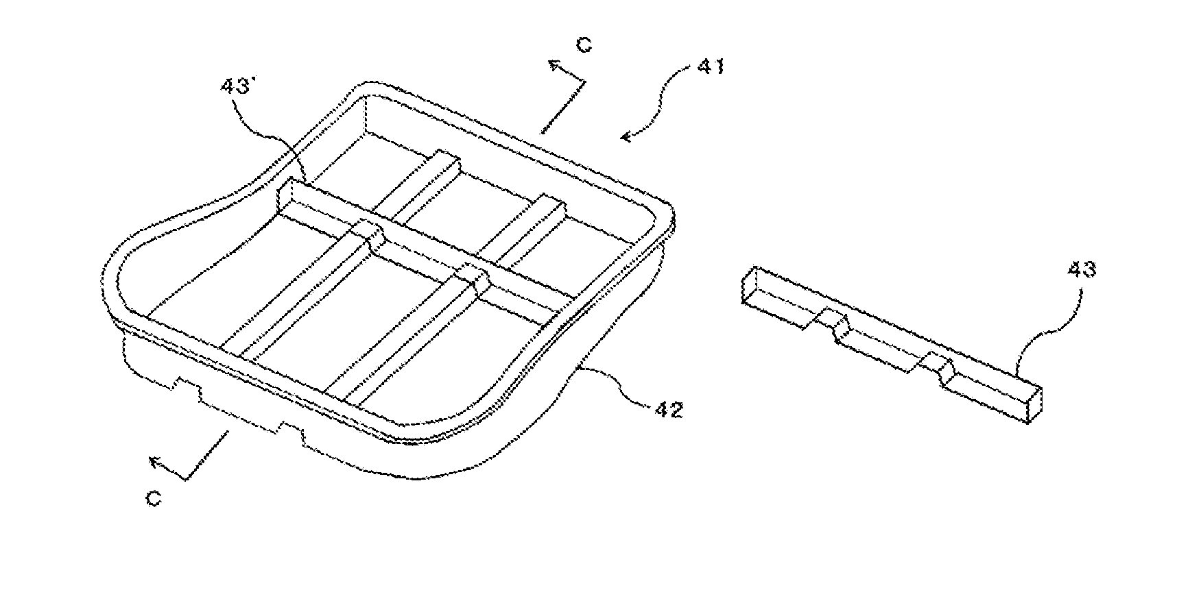 Press molding with reinforcing rib and manufacturing method therefor