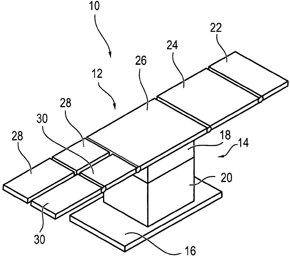 Device for adjusting the height of an operation table