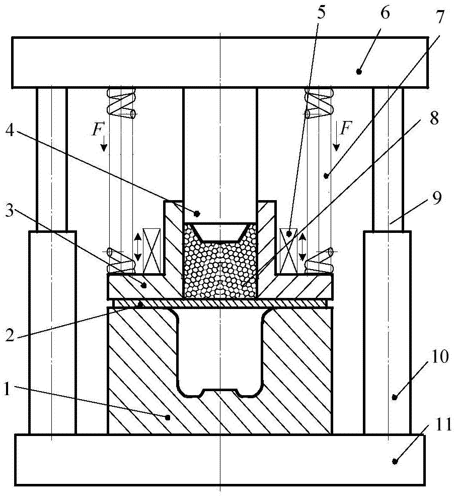 Method for forming plates on basis of vibration by aid of flexible male die
