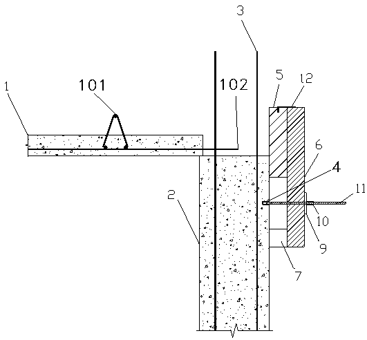 Assembly type building external wall PC component top reinforcing component and reinforcing method thereof