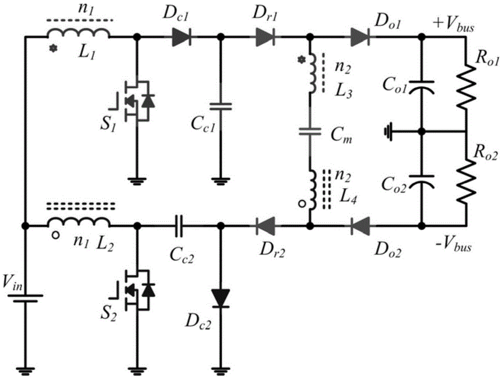 High boost ratio converter with bidirectional voltage output for photovoltaic modules