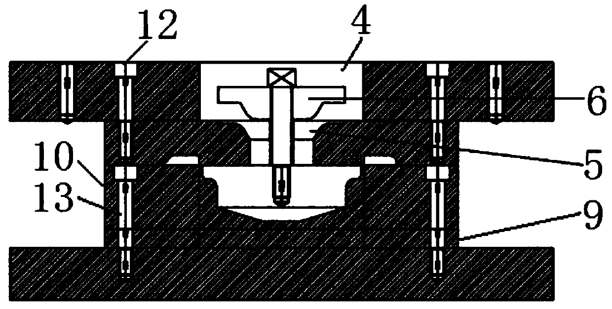 A Thin Material End Cone Stretching Rotary Cutting Composite Die