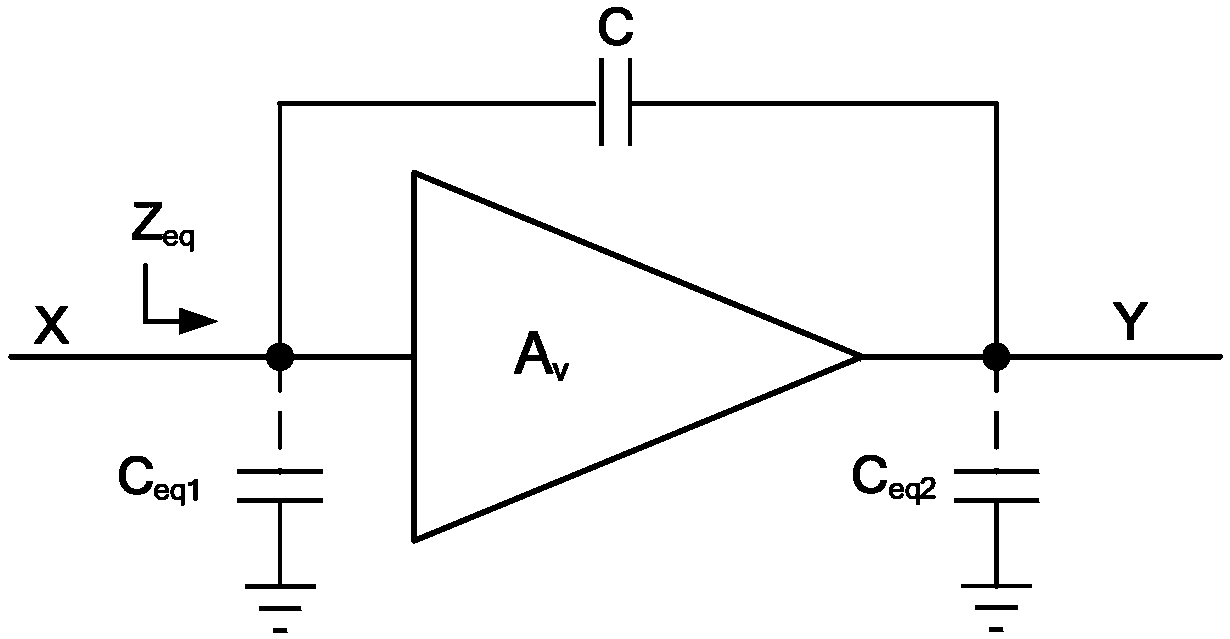 Capacitance multiplier with high multiplication constant