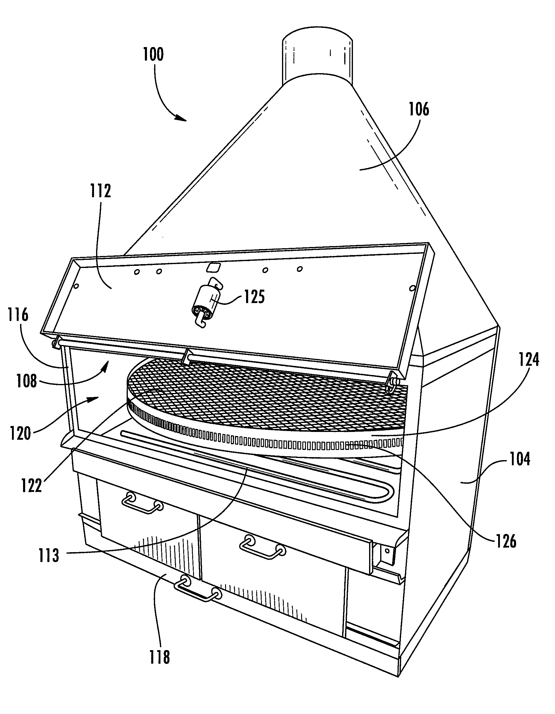 Barbeque oven with rotating cooking tray
