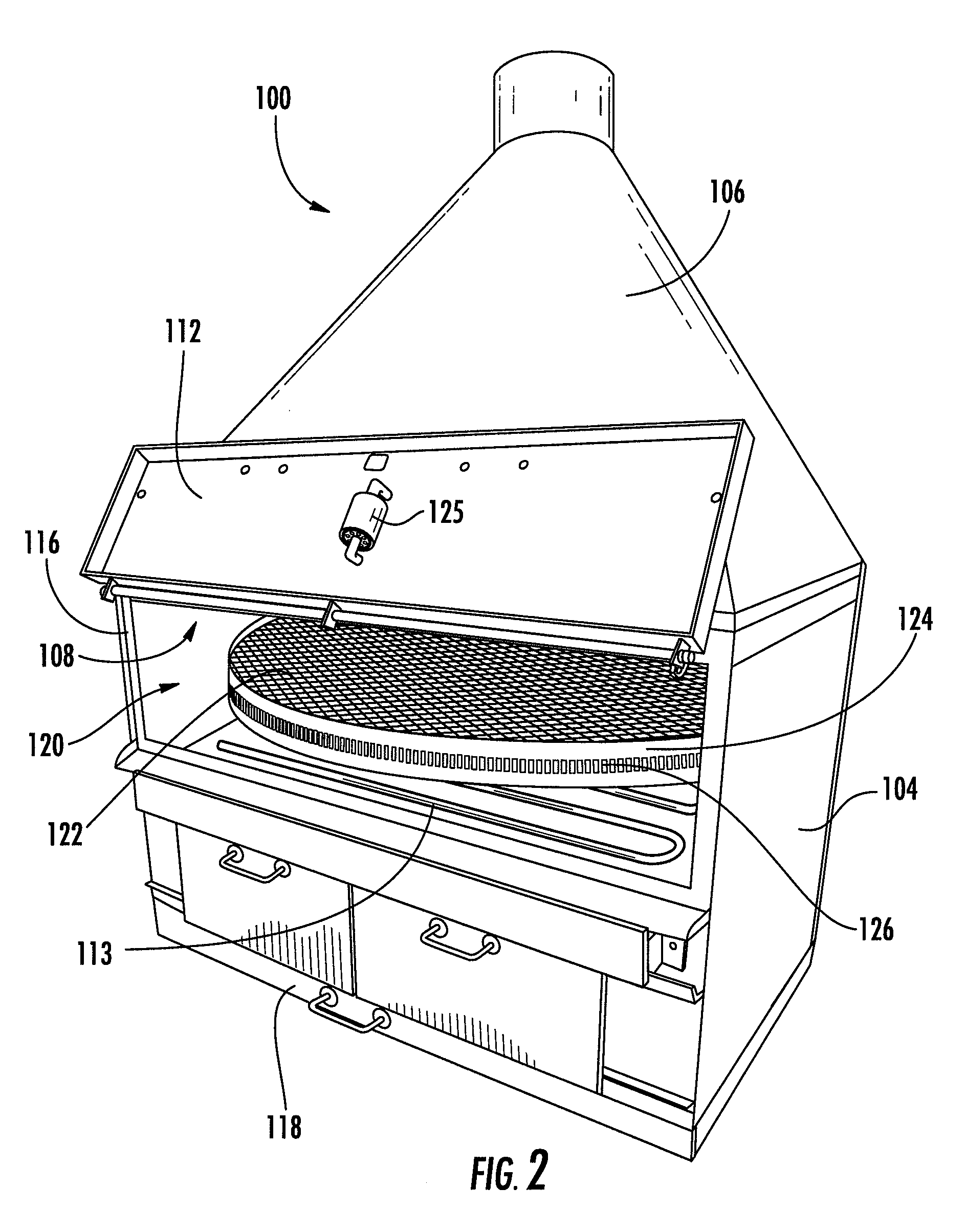 Barbeque oven with rotating cooking tray