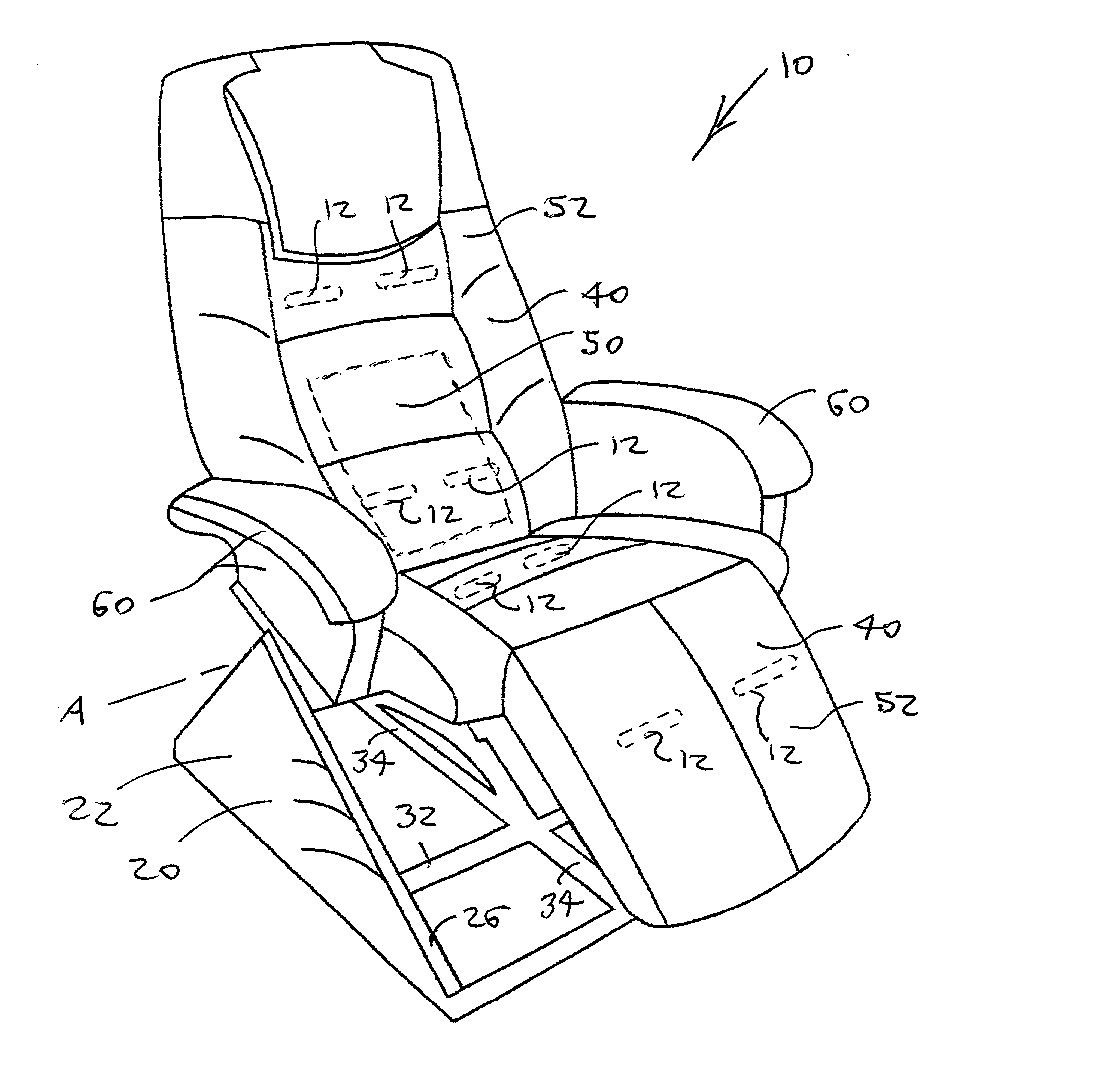 Distributed weight massage power reclining chair