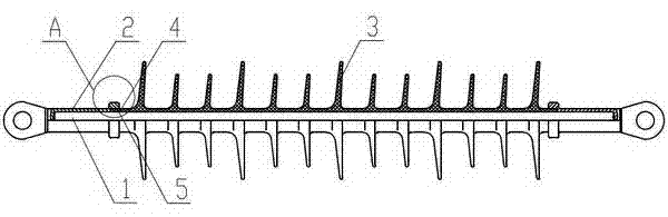 Bar-shaped composite insulator for electronic railway connecting net plane