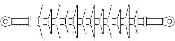 Bar-shaped composite insulator for electronic railway connecting net plane