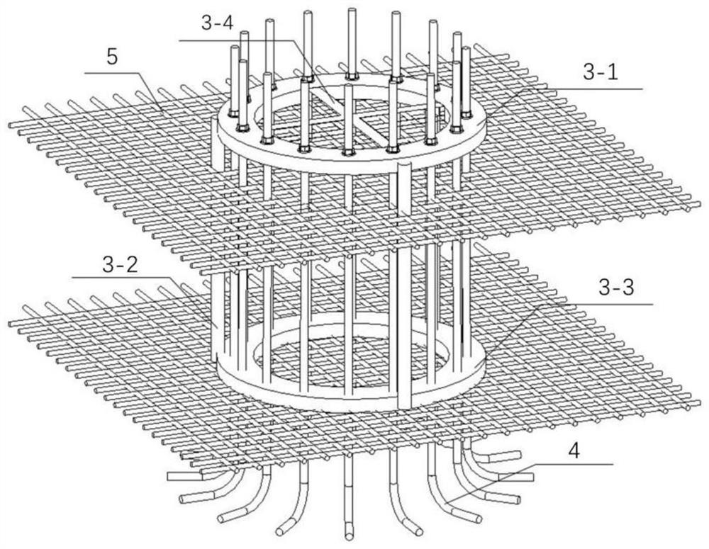 Construction method for large-dip-angle giant steel pipe column core tube penetrating through basement top plate