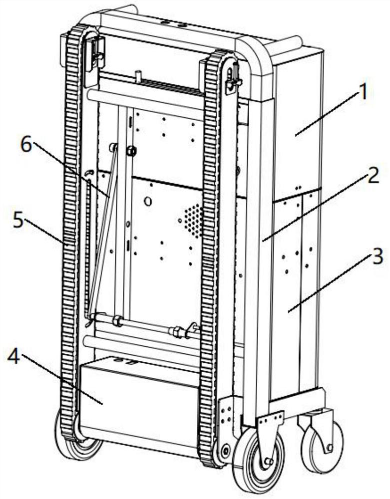 Stair climbing type mobile power supply device based on gravity sensing control