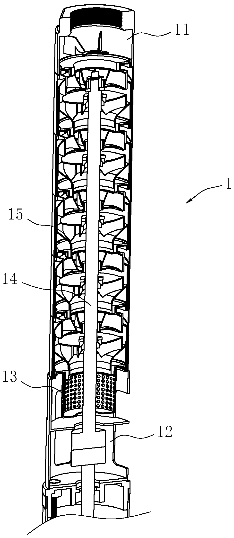 Deep-well pump with frequency conversion device