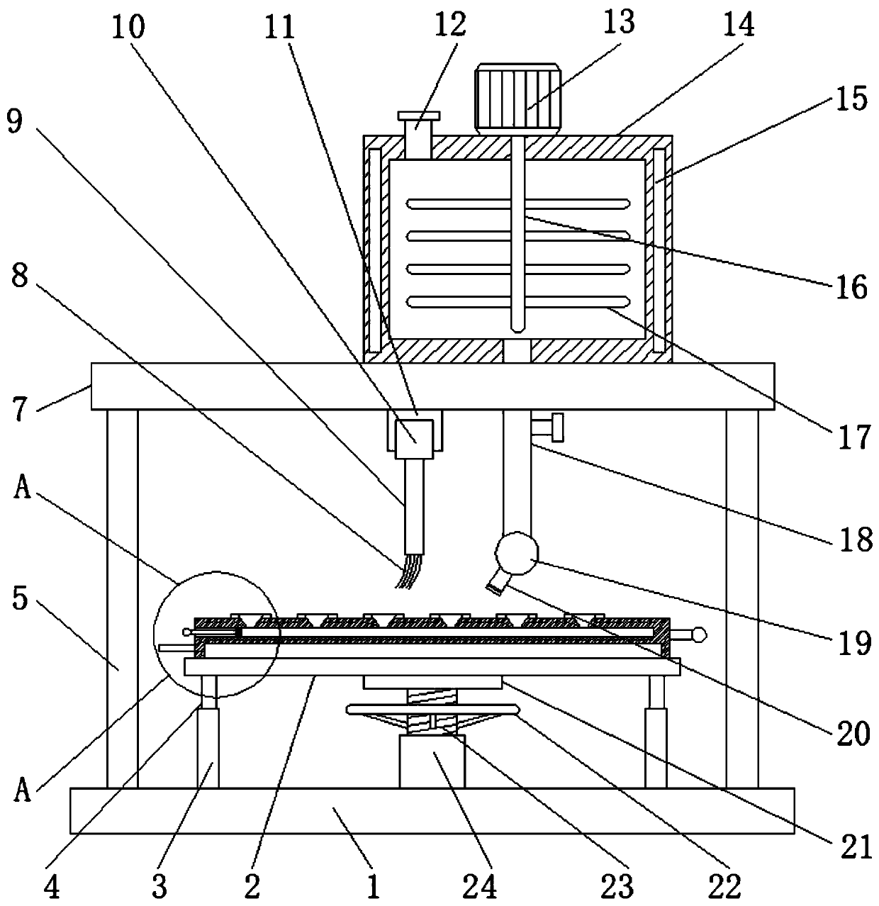 Gluing device for packaging box production