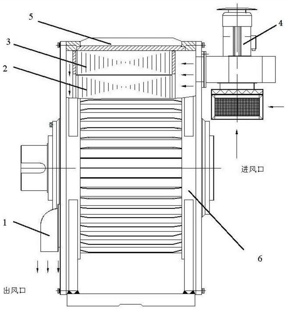 Special permanent magnet synchronous motor cooling system structure for bucket elevator