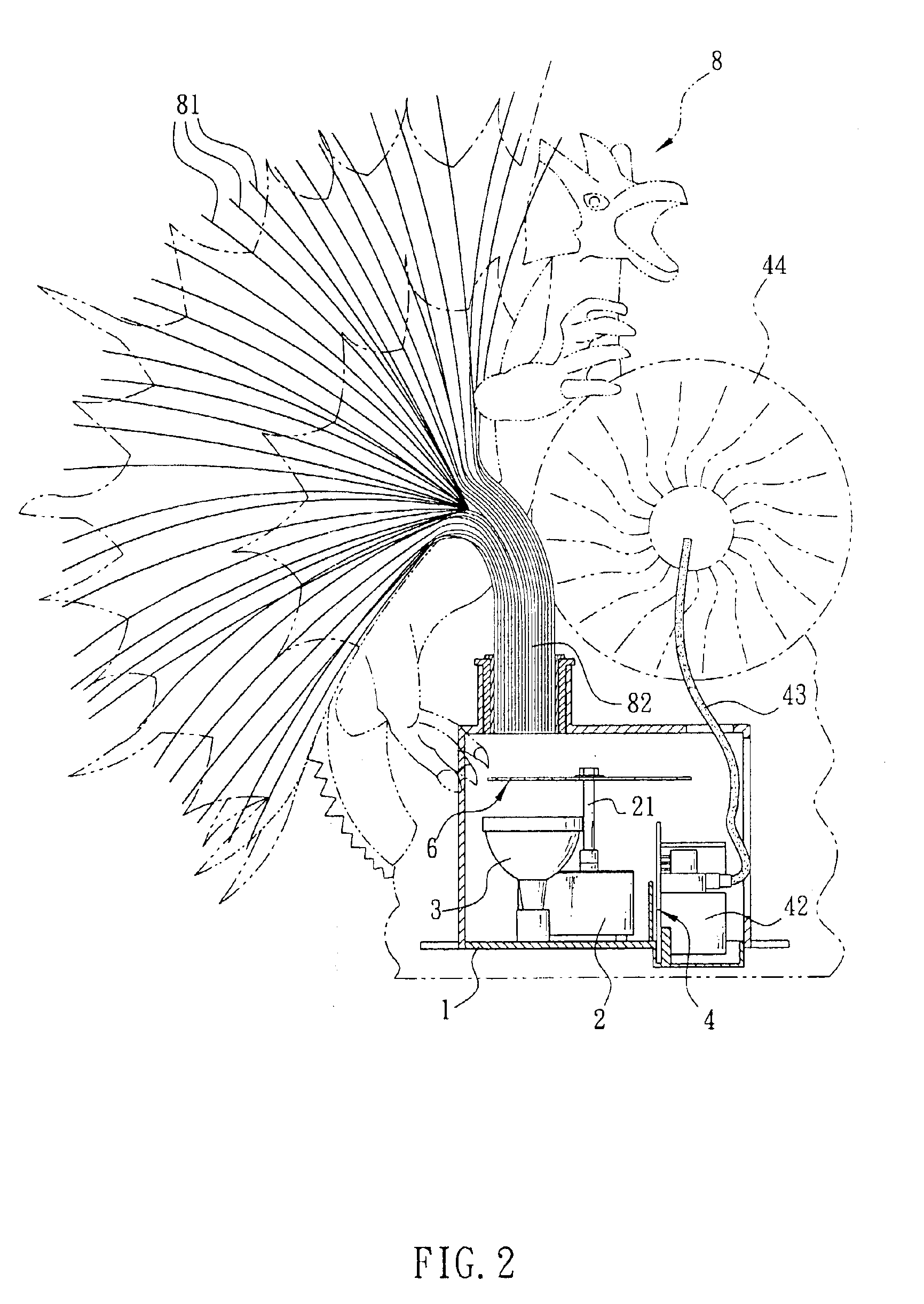 Color separation disc assembly combinable with lightning ball and article formed of optical fibers
